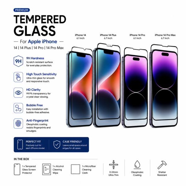 Tempered glass for Apple iPhone - 6D 9H Glass Screen Protector
